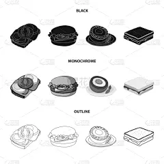 标志,三明治,三明治包,巨大的,图像,矢量,分离着色,熟食店,收集,设计