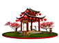 中式建筑DP装置 中式亭子美陈 春季美陈 夏季美陈 新年美陈设计素材-美陈装饰设计方案下载-MAX设计模型素材-必然美创-设计素材下载网站