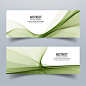 Free vector two abstract banners with wavy green shapes