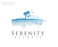 Serenity旅游logo设计采用水墨做成的树设计。