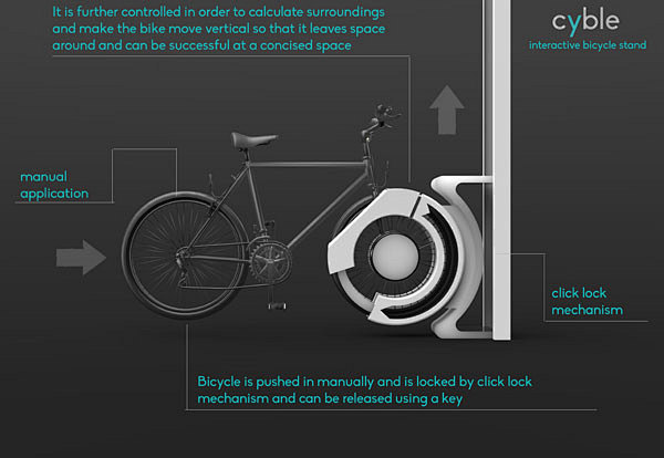 未来风格的Cyble自行车立体停车场