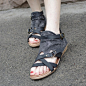 2013夏季新款欧美做旧水洗牛仔布露趾低跟女鞋小坡跟凉鞋 想去精选 原创 设计 正品 代购  淘宝