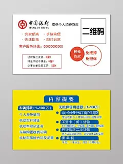 中国银行个人消费贷款名片