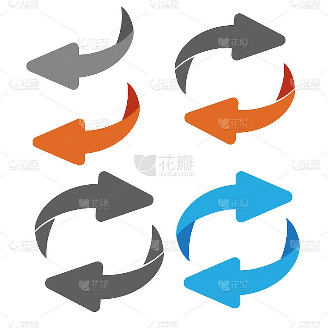 反向交换图标。翻转或旋转箭头。反向标志素材-花瓣网