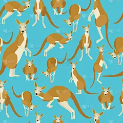 无缝袋鼠图案背景。