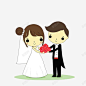 新娘新郎手拿花朵 欢喜 结婚 配对 元素 免抠png 设计图片 免费下载 页面网页 平面电商 创意素材