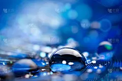 美丽透明的水滴或雨水在柔软的背景。放大照相。桌面背景。有选择性的重点。