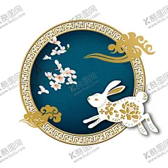 中秋插画   可爱卡通兔子   【酷图网】中秋插画,可爱卡通兔子,月饼,海报图案,png,免扣