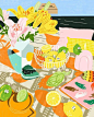 插画师 Jessie Wong 的一组水果与生活场景主题插画作品，作者使用丰富多彩的色彩生动的描绘生活里的场景画面，有趣且让人十分有食欲 #插画分享# ​​​​