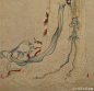 #明四家#【 明 唐寅 《嫦娥执桂图》 】纸本设色，135.3×58.4cm，大都会艺术博物馆藏。 图中嫦娥裙带飘拂，神形温柔，手持挂花，表达的是蟾宫折桂的意思，是家有科举应考者的家庭喜爱的画题，却与唐寅在科举考试中屡受挫折，在政治上屡遭打击的际遇形成强烈的对比。面容的设色，如月色清凝，皎洁典雅。