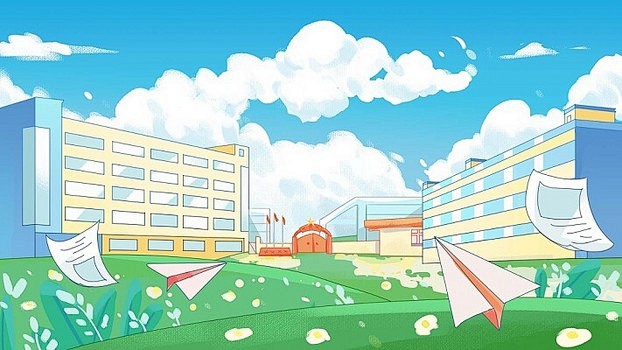 学校开学学卡通校风景开学JPG素材开学季