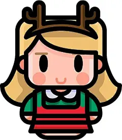 圣诞节鹿角头饰女生人物可爱卡通扁平元素设计素材_ID:409677693