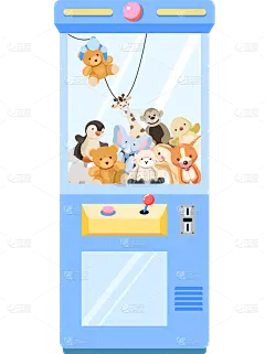 常规扁平卡通娃娃机元素素材贴纸