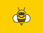 Stink Bee yellow fly robot smile bee logo