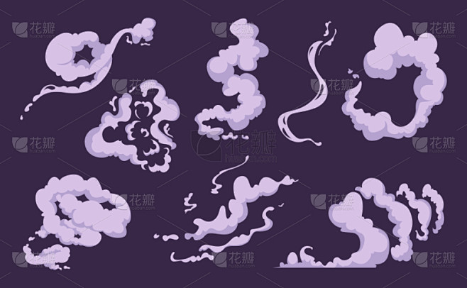 风,云,卡通,芳香的,矢量,烟,漫画,背景分离,复古风格,浓烟
