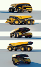 Mean Turtle, Ivan Tantsiura : Electric haul truck concept with multi purpose rig, the wheel is stationary only the magnet suspension tires rotate and make turns.
Personal work...