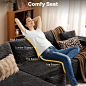 Amazon.com: ALTRIGUS 104" Cloudy Sectional L Shaped Couch for Living Room, No Assembly Required, Modular Comfy Sofa with Deep Seat, Fluffy Couch with Sleeper Chaise for Apartment Lounge (Grey) : Home & Kitchen