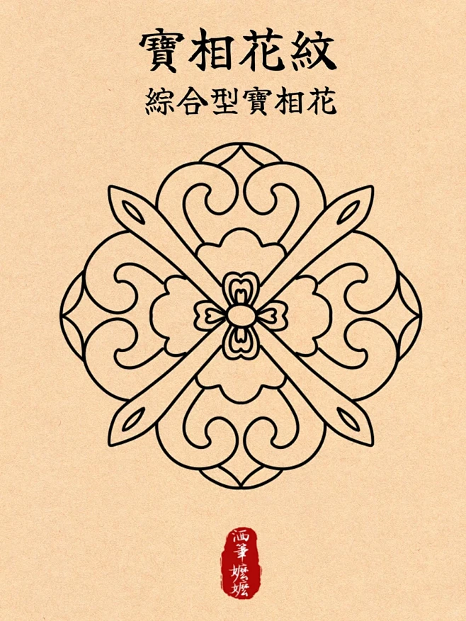 纹样临摹|隋唐时期①不同造型的宝相花 - 小红书-花瓣网