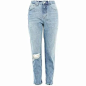 Topshop Petite Rip Mom Jeans (3.040 RUB) ❤ liked on Polyvore featuring jean...