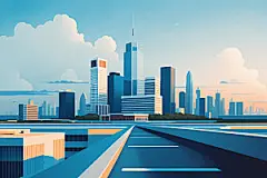 城市地标扁平风插画