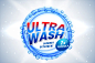 Ultra wash detergent packaging template Free Vector