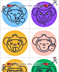 1142扁平50个猴子Emoji表情轮廓网页网站图标元素EPS/SVG/PNG素材-淘宝网