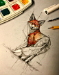 ArtStation - Fox sketch watercolor, psdelux ...