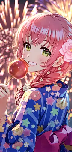 森倉円  二次元少女  
动漫壁纸  和服  烟花