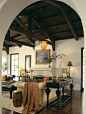 Way-dark ceiling from another angle.  Mediterranean Classic - mediterranean - living room - los angeles - Tommy Chambers Interiors, Inc.