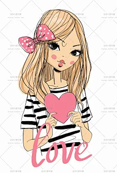 375号日韩时尚女孩插画线稿海报手帐装饰画高清矢量图AI设计素材-淘宝网