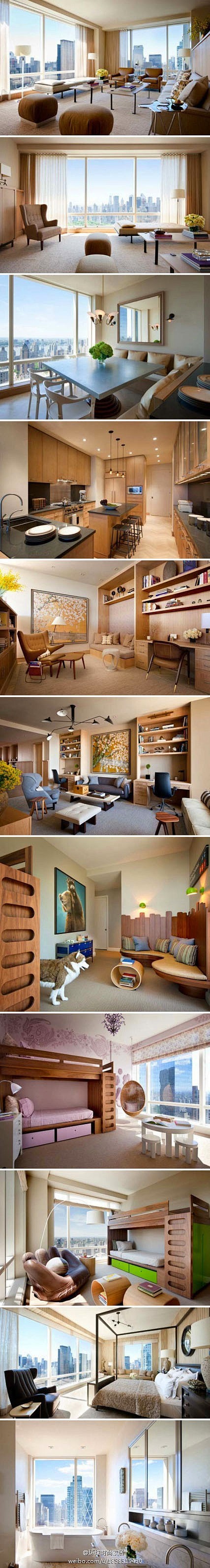 美国纽约中央公园公寓室内设计，大大的落地...