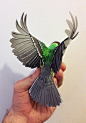 Paper and wood Great tit sculpture by ZackMclaughlin