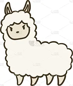 矢量,绘画插图,羊驼,热,贺卡,背景分离,十二生肖,哺乳纲,动物,户外