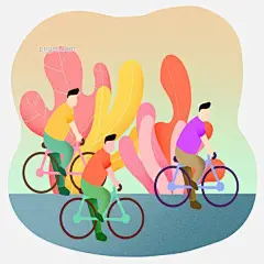 扁平风骑自行车插画图片大小2000x2000px 图片尺寸5.4 MB 来自PNG搜索网 pngss.com 免费免扣png素材下载！扁平#车子#动感单车#健身#卡通手绘#免扣png#骑车#身体#生活#小清新#运动#植物#