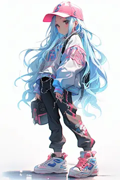 人物棒球帽运动帽女生图片插画