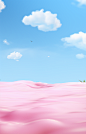 wallpaper with bright pink and blue screenshot 5, in the style of delicately rendered landscapes, hyperrealistic compositions, realistic blue skies, minimalist still life, flattened perspective, romantic illustration, shin hanga