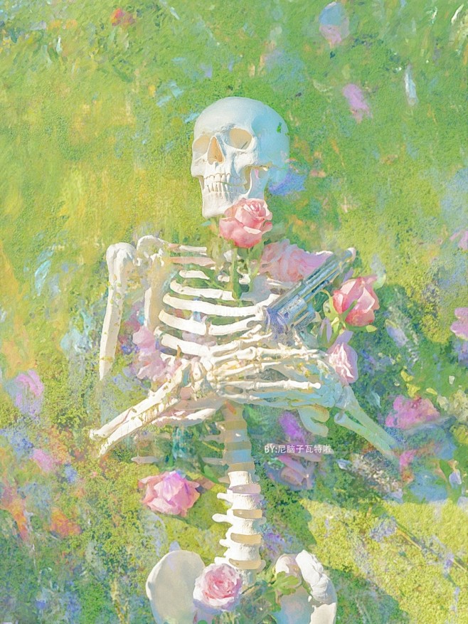 头像 骷髅 花 爱人沉睡在春天 原创摄影...