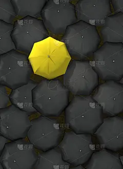 孤独的黄色的雨伞