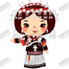 彝族人物插画 【酷图网】名族插画,56个民族手绘,少数民族,卡通人物,彝族插画