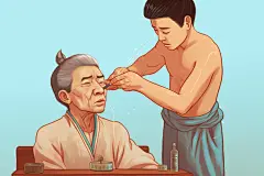 中式传统手绘中医养生艾灸插画