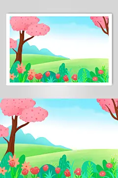 踏青立春节气插画背景图-众图网