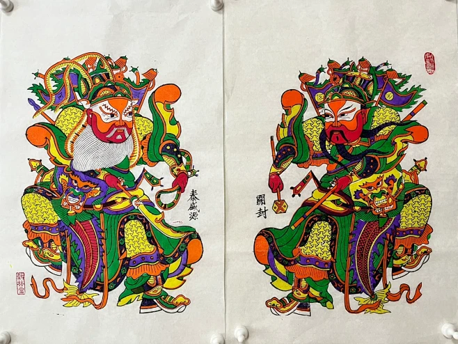 开封朱仙镇木版年画 铜锤换玉带 赵匡胤门神