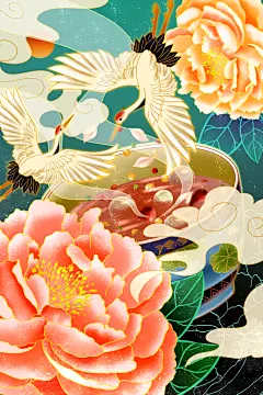 中国风敦煌手绘国潮风插画