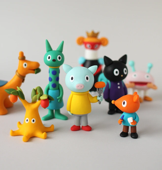 Character Character design  clay cute scalpture Cat colorful modeling clay pig vivid