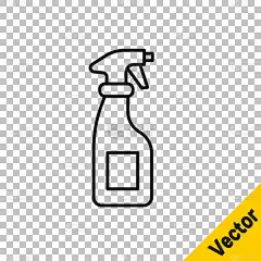 黑线清洗喷雾器与洗涤剂液体图标隔离在透明的背景.B.病媒.
