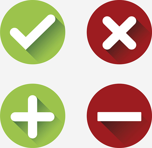 红绿色对错加减符号矢量图标_88ICON https://88icon.com 矢量png 符号 运算符号 红绿色 对错号 加减号