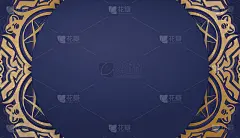深蓝色背景与复古金色装饰设计下的文字
