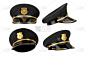 警察帽子与金色徽章。3d渲染