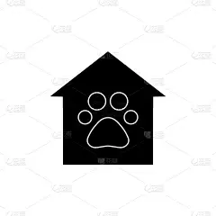 动物帮助中心黑色剪影矢量插图