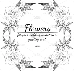 婚礼,叶子,手,矢量,夏天,绘画插图,植物学,热带雨林,画画,花